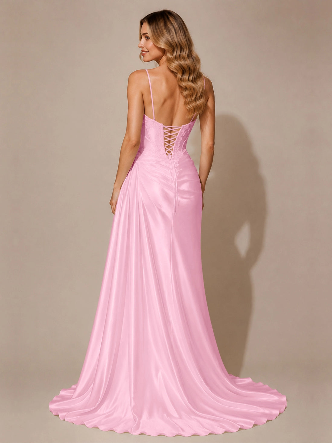 Silk-like Prom Dress with Appliques