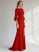 Chiffon Mother of the Bride Dress with 3/4 Sleeves
