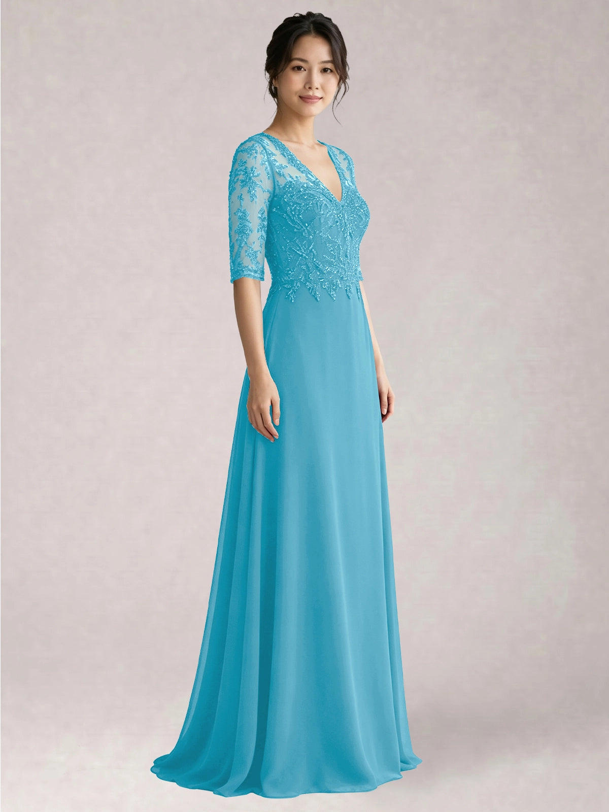 Lace Mother of the Bride Dress with Half Sleeves
