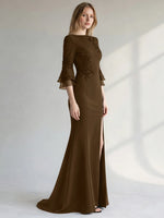 Chiffon Mother of the Bride Dress with 3/4 Sleeves