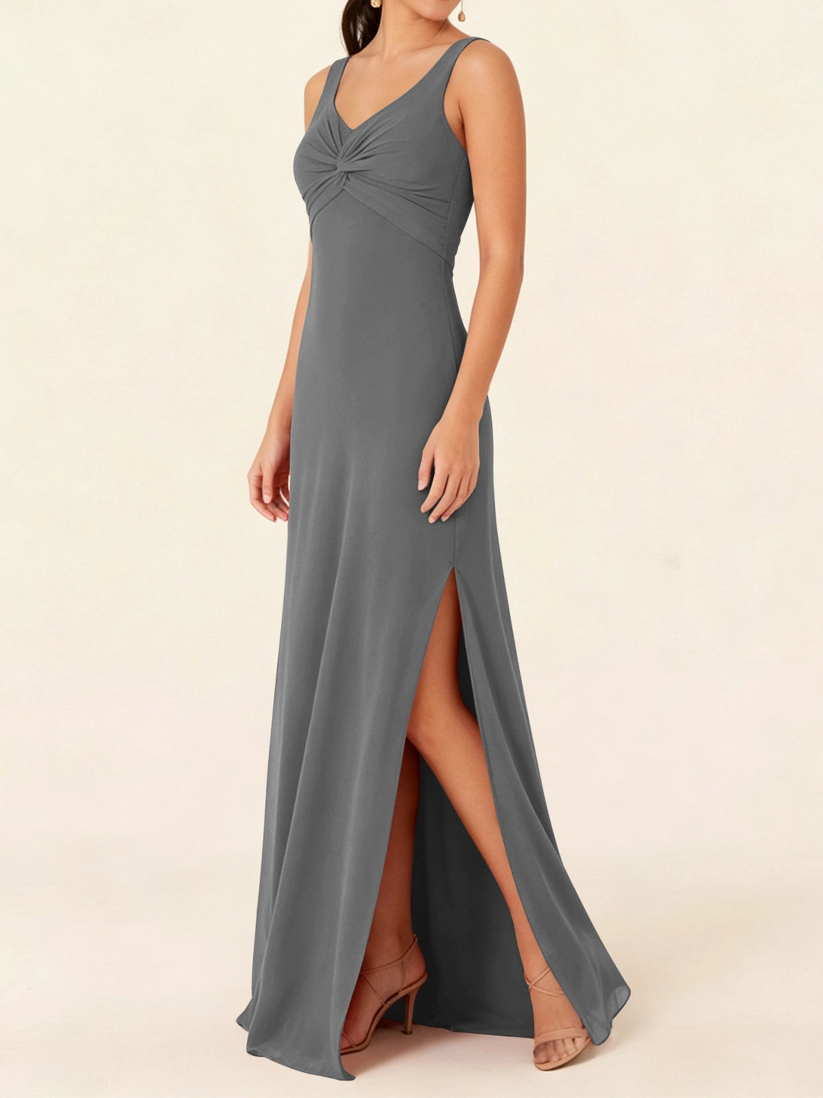 Chiffon Bridesmaid Dress with Slit 