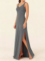 Chiffon Bridesmaid Dress with Slit 