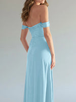Off-the-Shoulder Slit Bridesmaid Dress 