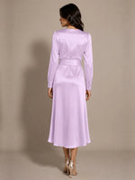 Silk-like Mother of the Bride Dress with Self-Tie Sash 