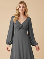 A-line Bridesmaid Dress with Long Sleeves 