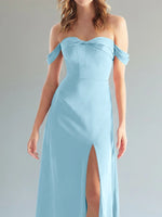Off-the-Shoulder Slit Bridesmaid Dress 