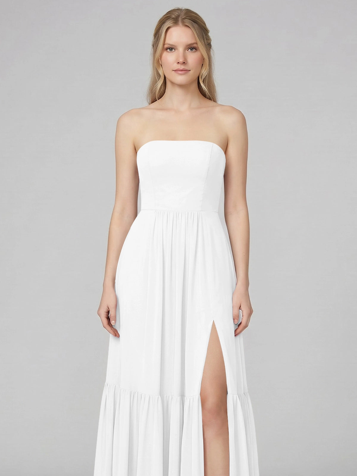 Strapless Bridesmaid Dress with Slit 