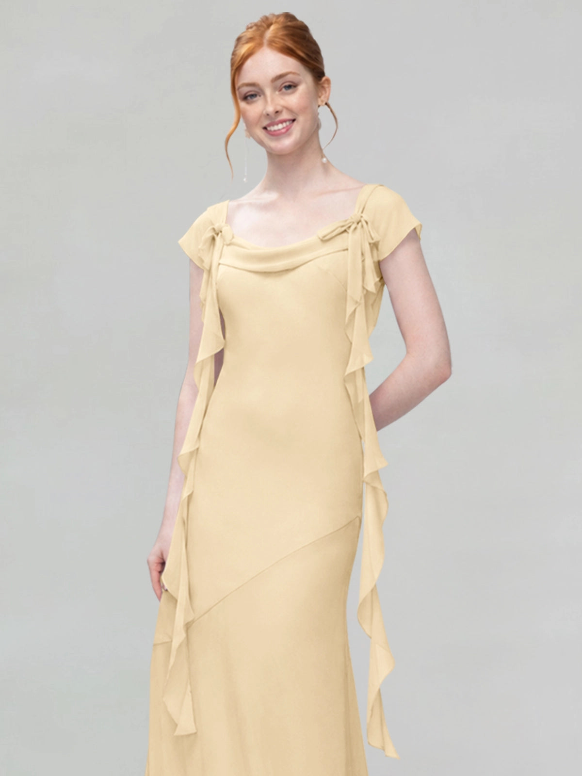 Flowy Ruffle Sheath Bridesmaid Dress 