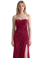 Velvet Prom Dress with Beaded Applique 