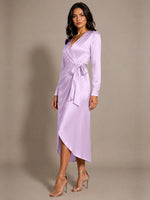 Silk-like Mother of the Bride Dress with Self-Tie Sash 