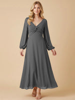A-line Bridesmaid Dress with Long Sleeves 