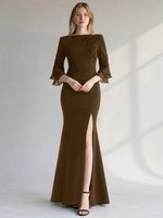 Chiffon Mother of the Bride Dress with 3/4 Sleeves