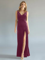 Velvet Bridesmaid Dress with Slit 