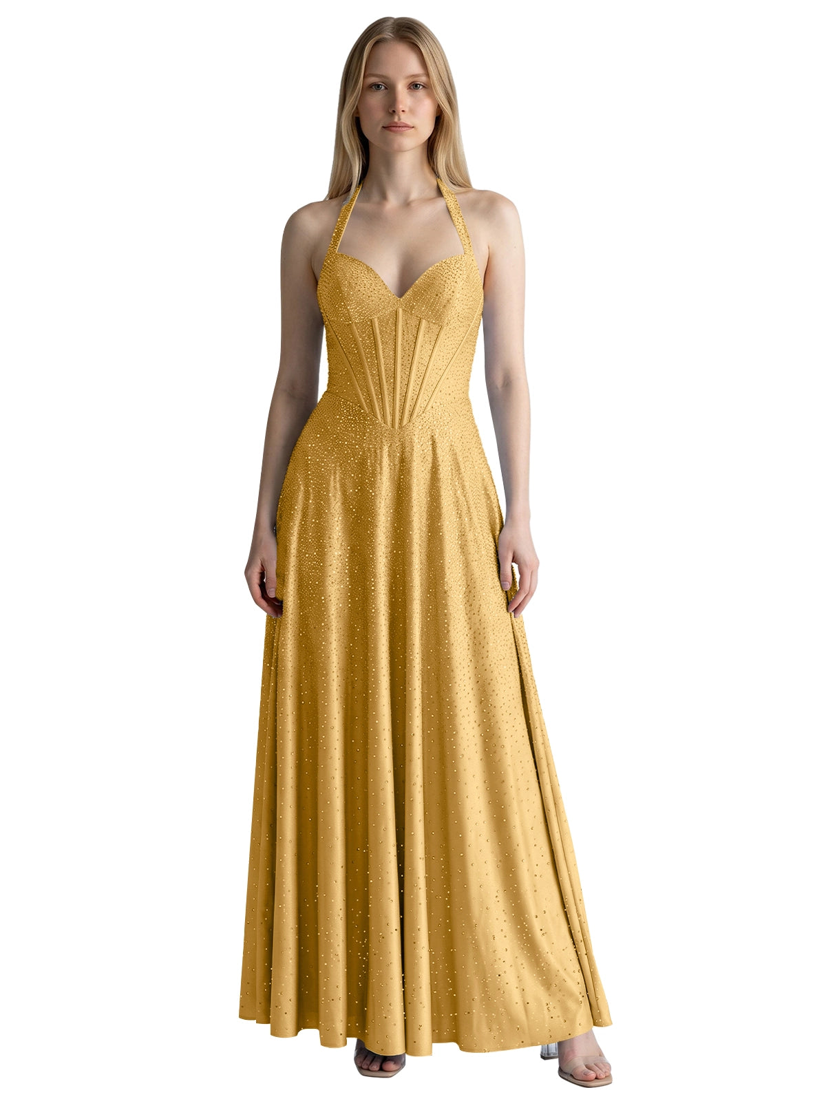 Halter Beaded Prom Dress 