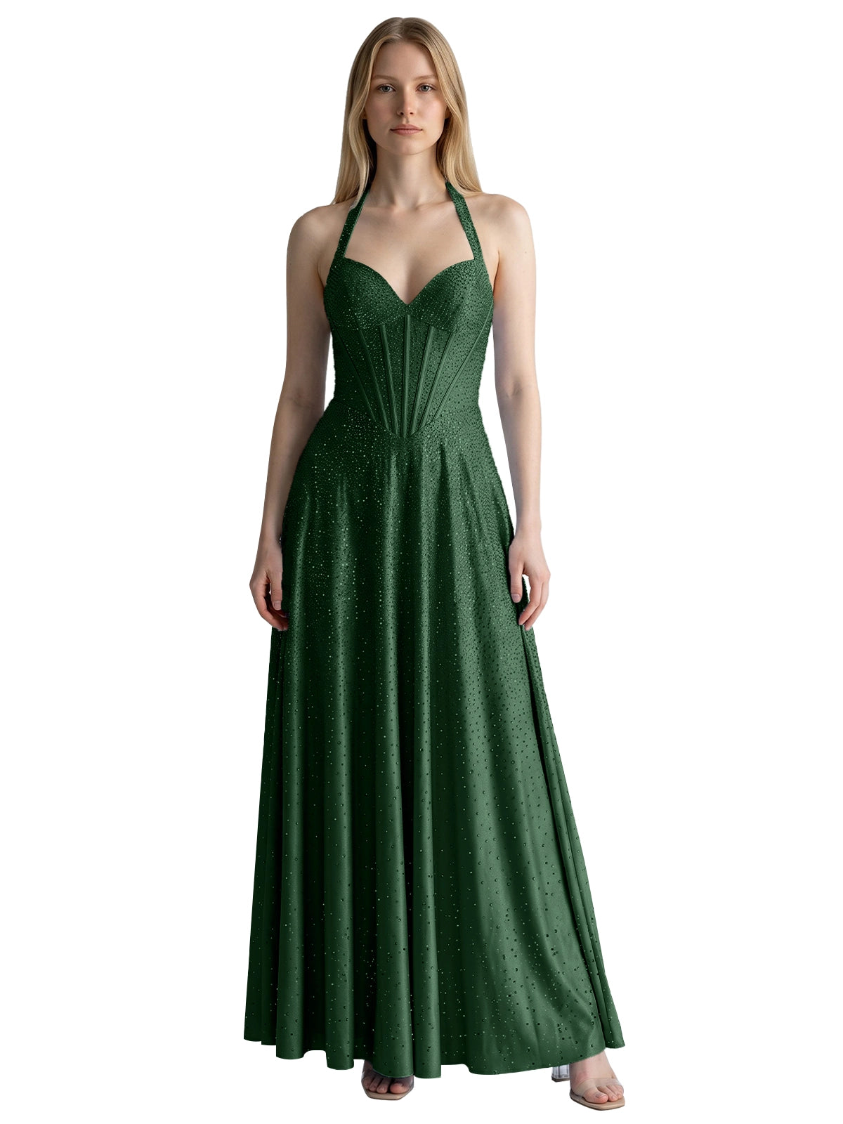 Halter Beaded Prom Dress 