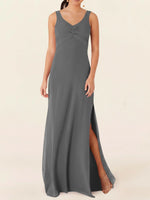 Chiffon Bridesmaid Dress with Slit 
