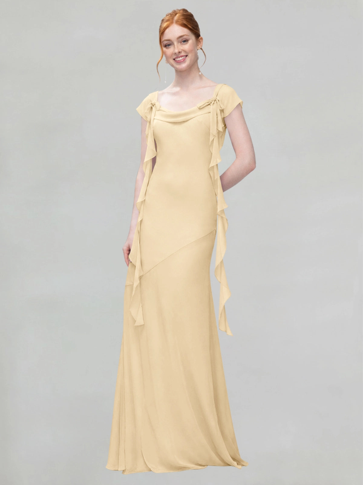 Flowy Ruffle Sheath Bridesmaid Dress 
