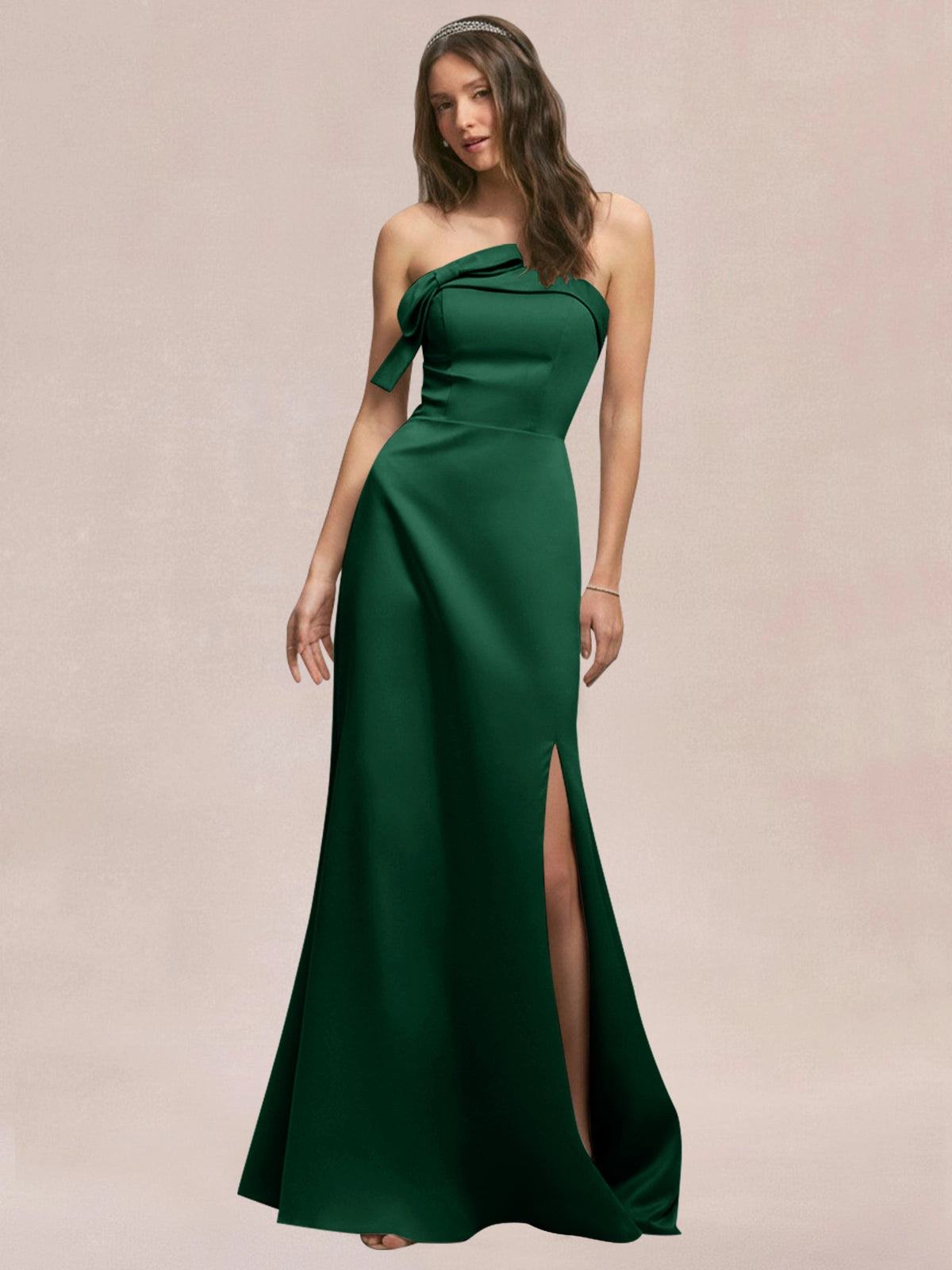 Satin Bow Accent Bridesmaid Dress 