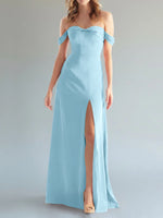 Off-the-Shoulder Slit Bridesmaid Dress 
