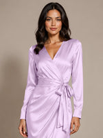 Silk-like Mother of the Bride Dress with Self-Tie Sash 