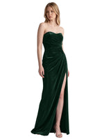 Velvet Prom Dress with Beaded Applique 