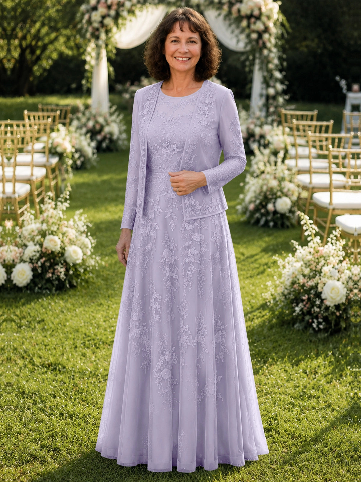 A-line Mother of the Bride Dress with Lace 