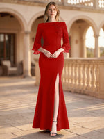 Chiffon Mother of the Bride Dress with 3/4 Sleeves