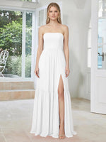 Strapless Bridesmaid Dress with Slit 