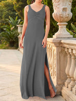 Chiffon Bridesmaid Dress with Slit 