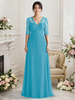 Lace Mother of the Bride Dress with Half Sleeves