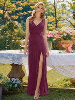 Velvet Bridesmaid Dress with Slit 