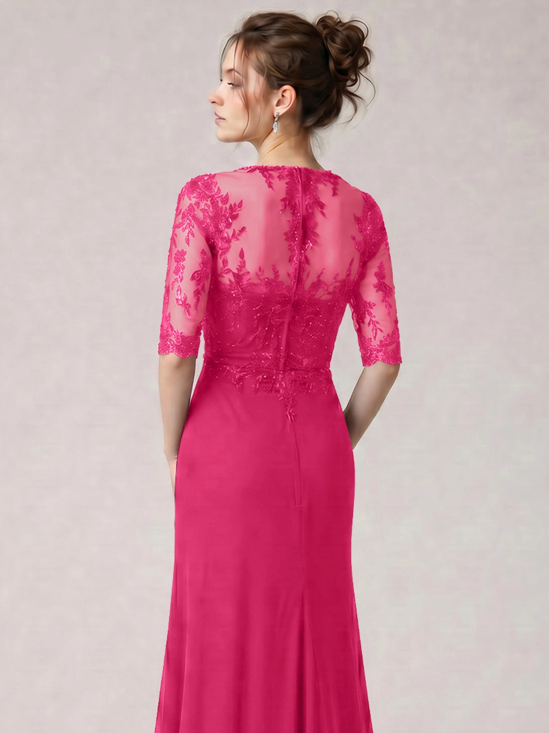 Lace Mother of the Bride Dress with Half Sleeves