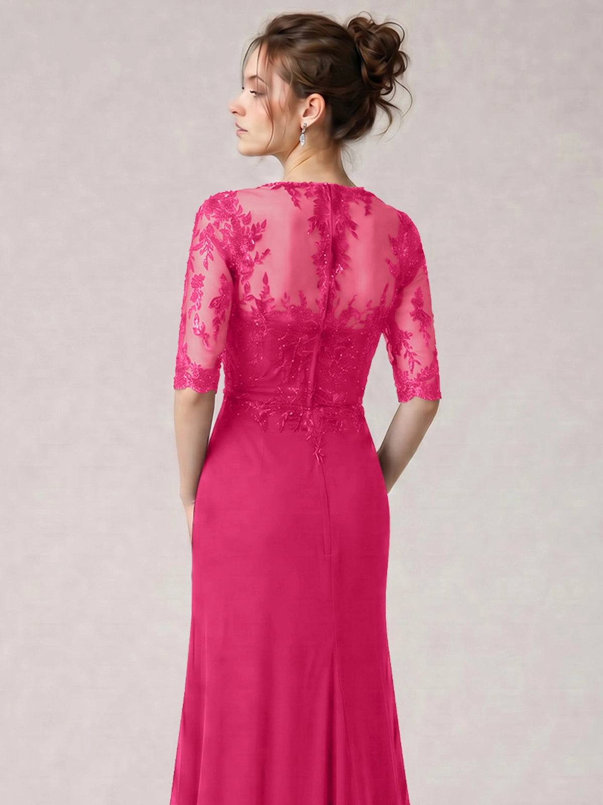 Lace Mother of the Bride Dress with Half Sleeves