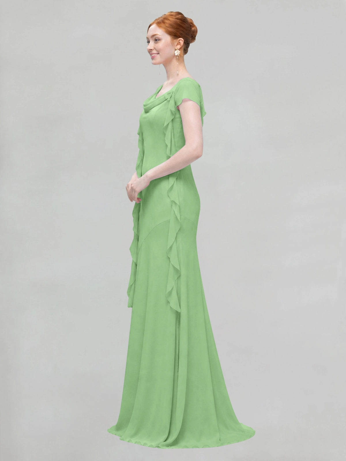 Flowy Ruffle Sheath Bridesmaid Dress 