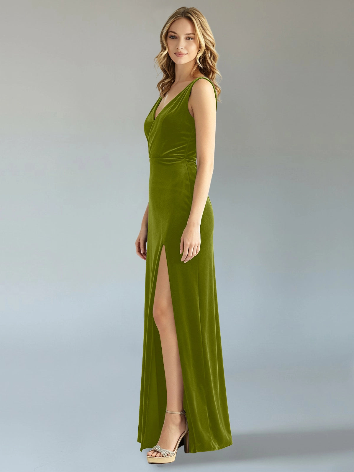 Velvet Bridesmaid Dress with Slit 