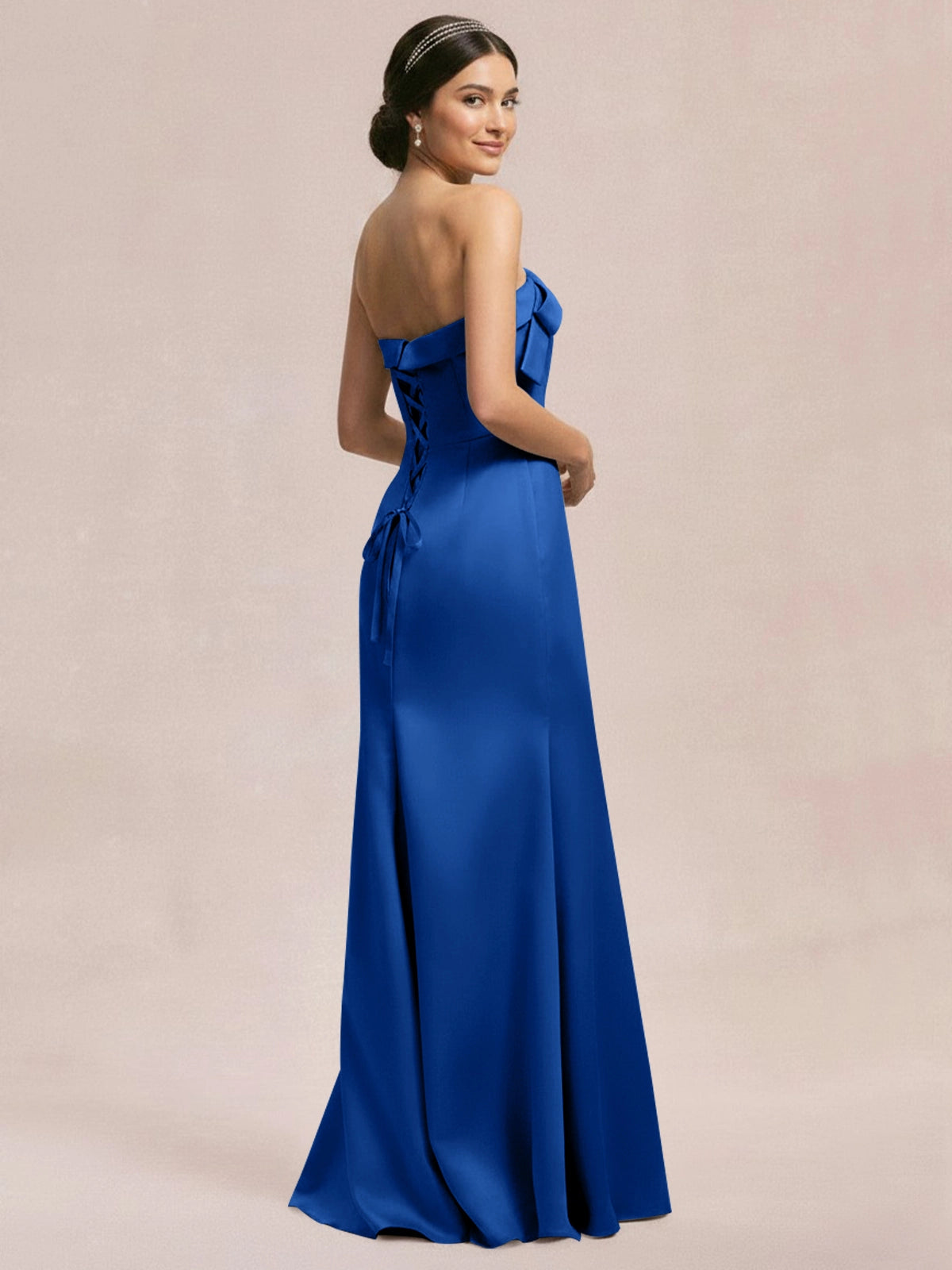 Satin Bow Accent Bridesmaid Dress 