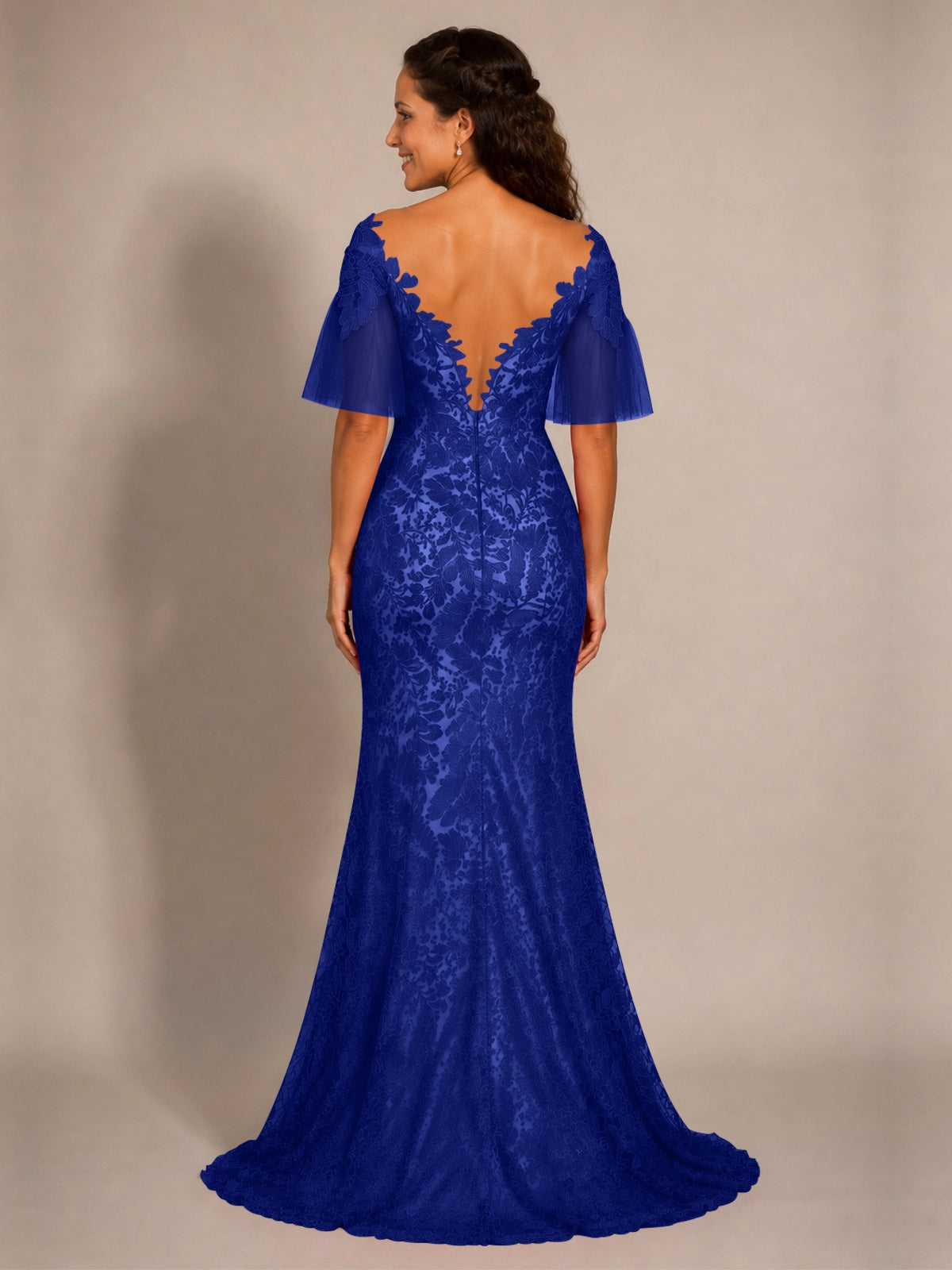 Mermaid Mother of the Bride Dress with V-neck 
