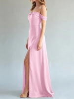 Off-the-Shoulder Slit Bridesmaid Dress 