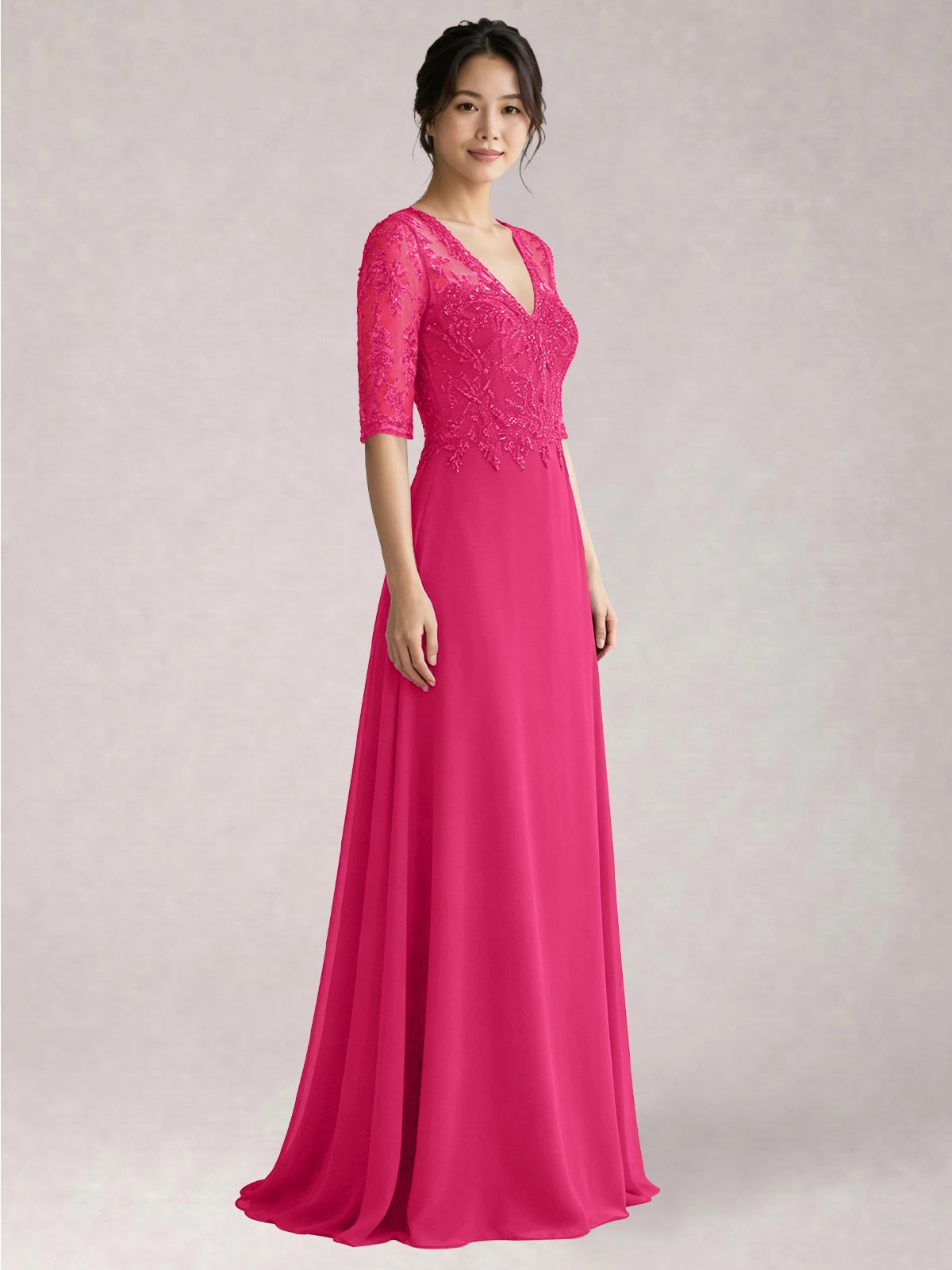 Lace Mother of the Bride Dress with Half Sleeves