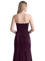 Velvet Prom Dress with Beaded Applique 