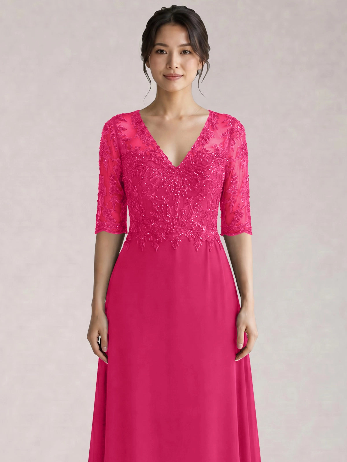 Lace Mother of the Bride Dress with Half Sleeves
