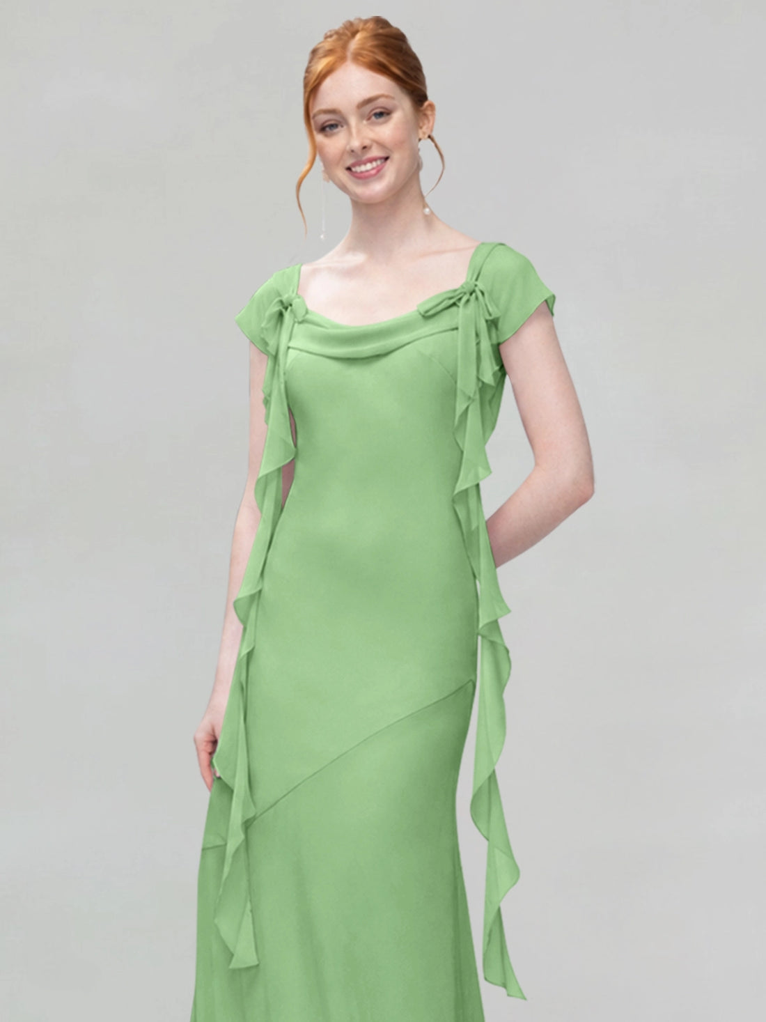 Flowy Ruffle Sheath Bridesmaid Dress 
