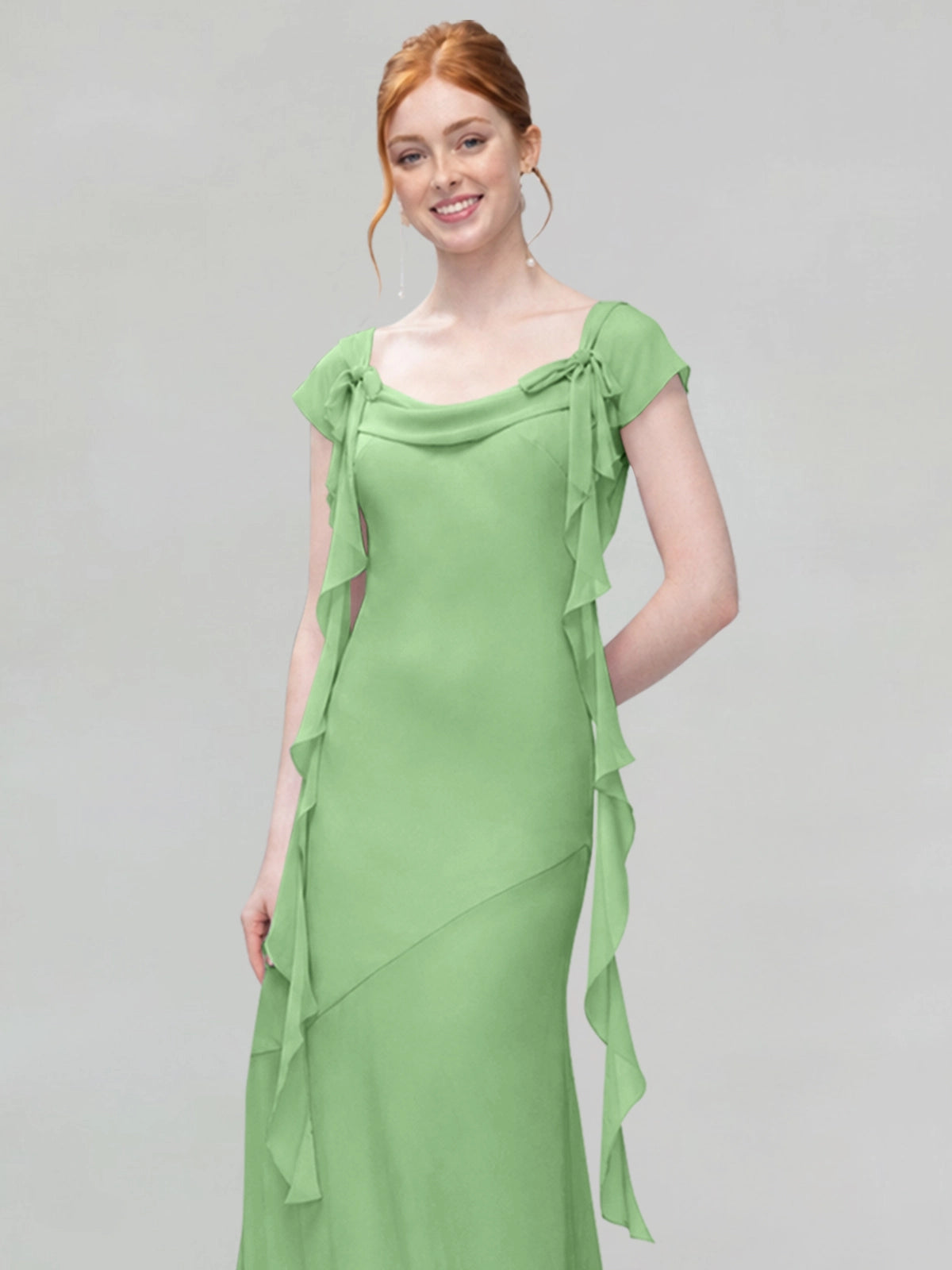 Flowy Ruffle Sheath Bridesmaid Dress 