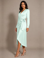 Silk-like Mother of the Bride Dress with Self-Tie Sash 