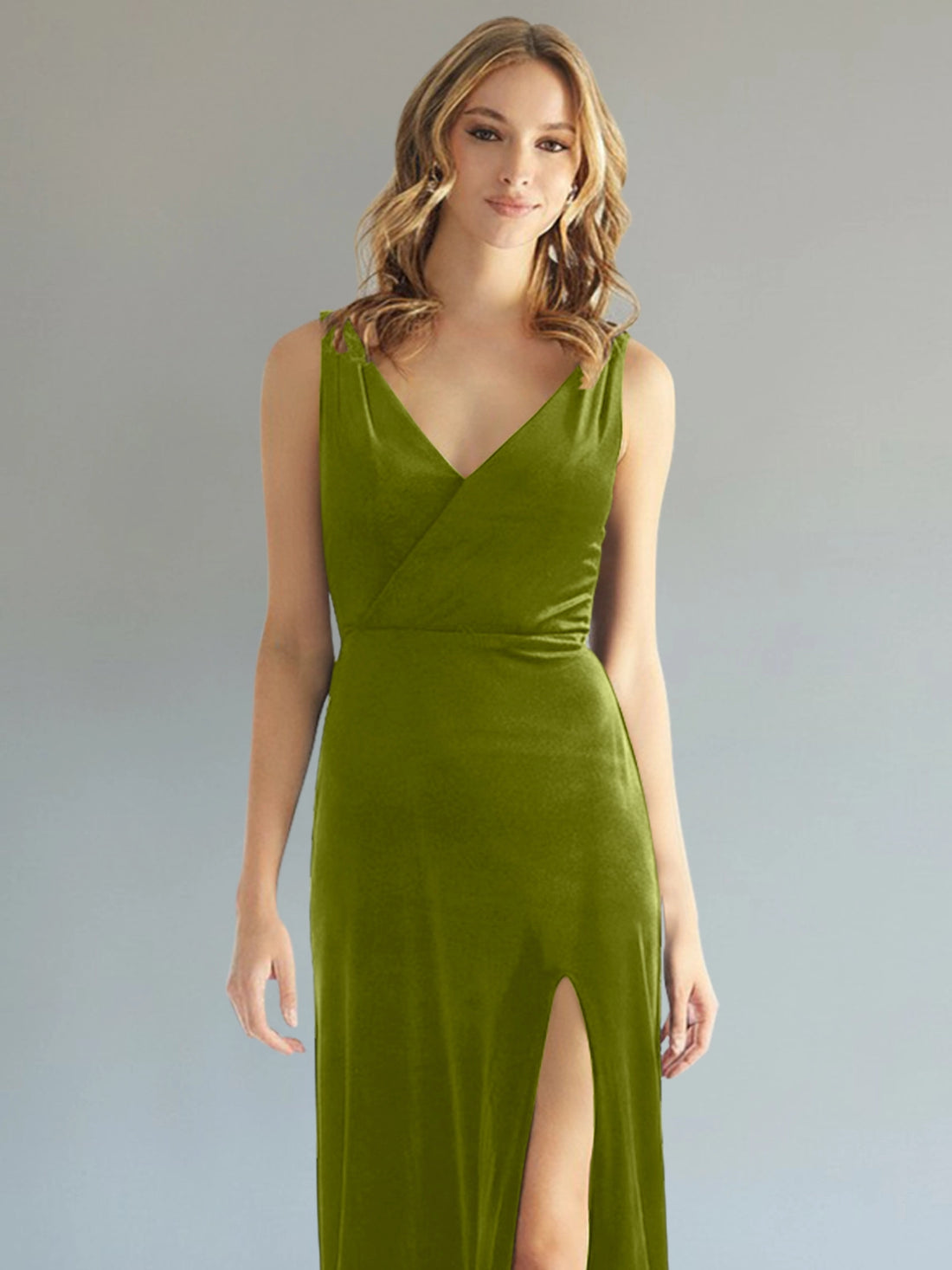 Velvet Bridesmaid Dress with Slit 