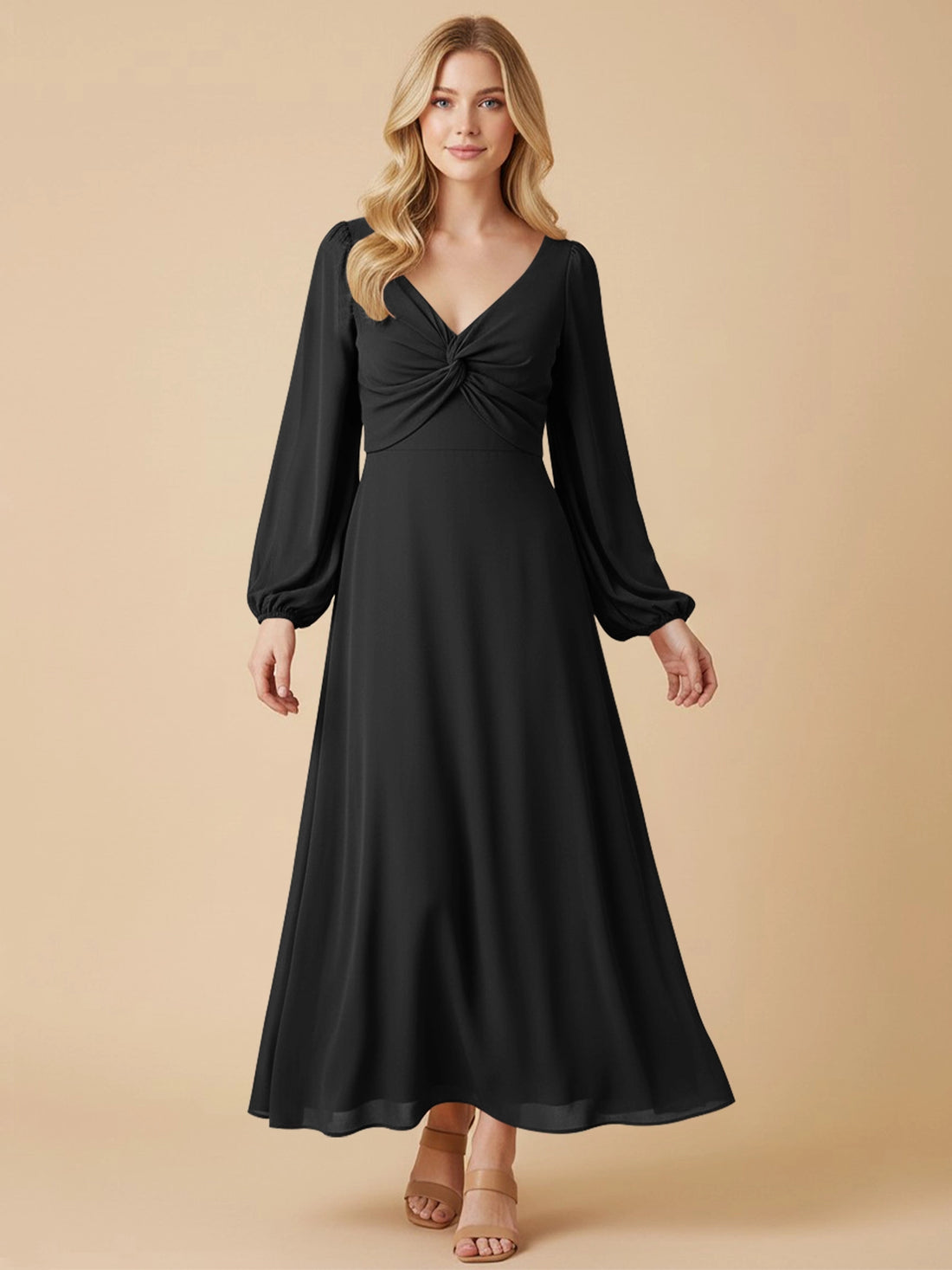 A-line Bridesmaid Dress with Long Sleeves 