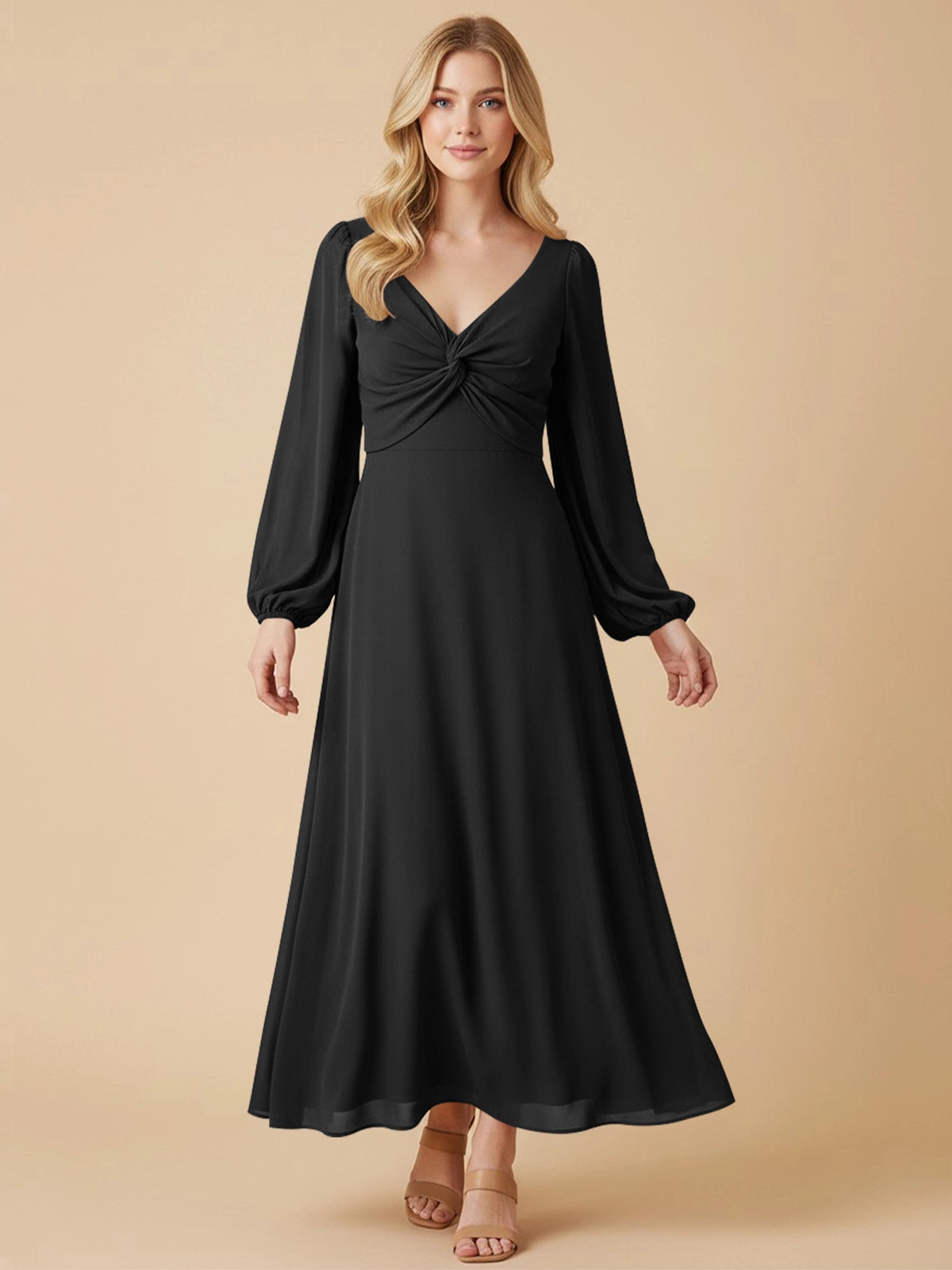 A-line Bridesmaid Dress with Long Sleeves 