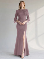 Chiffon Mother of the Bride Dress with 3/4 Sleeves
