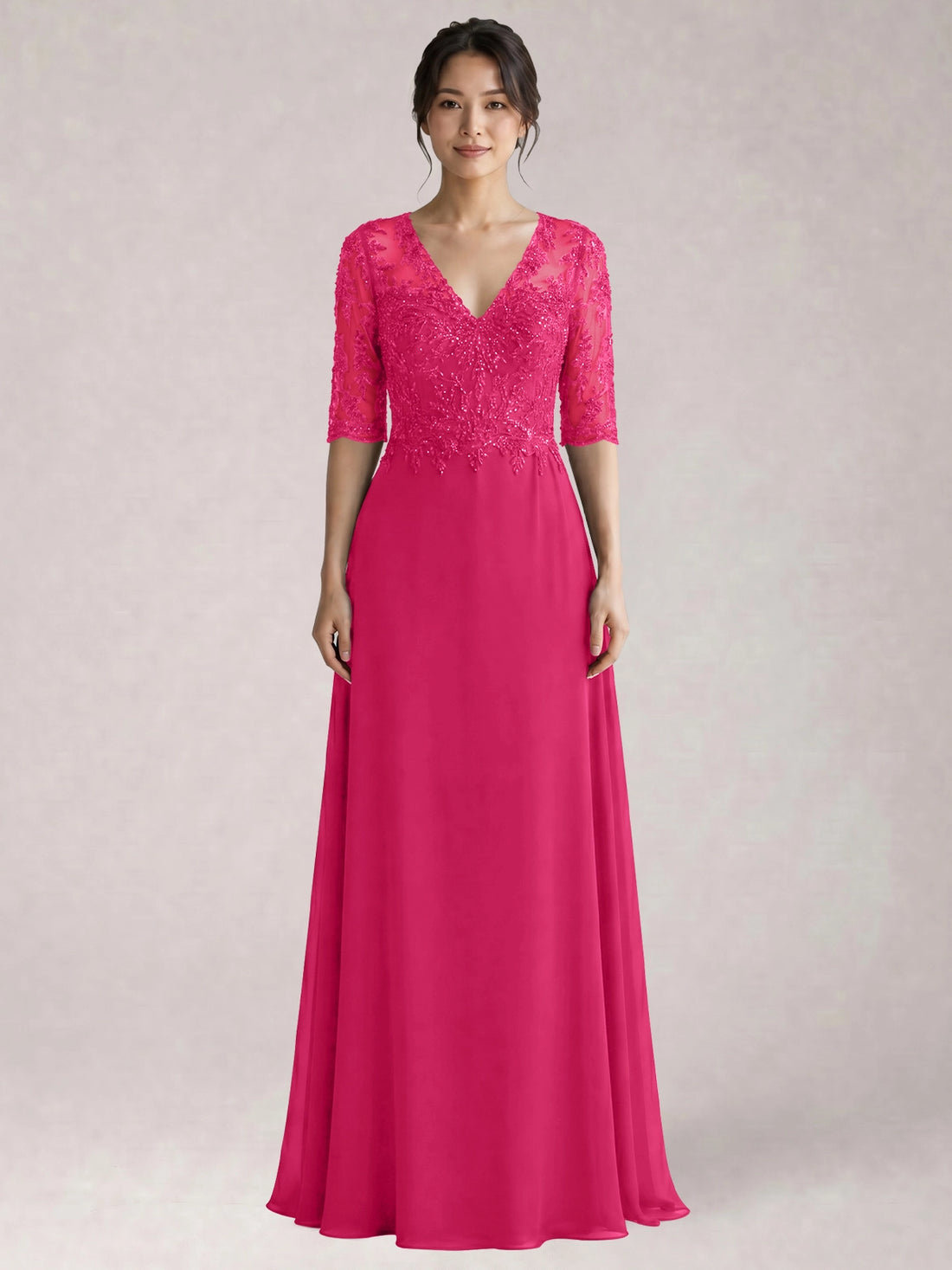 Lace Mother of the Bride Dress with Half Sleeves