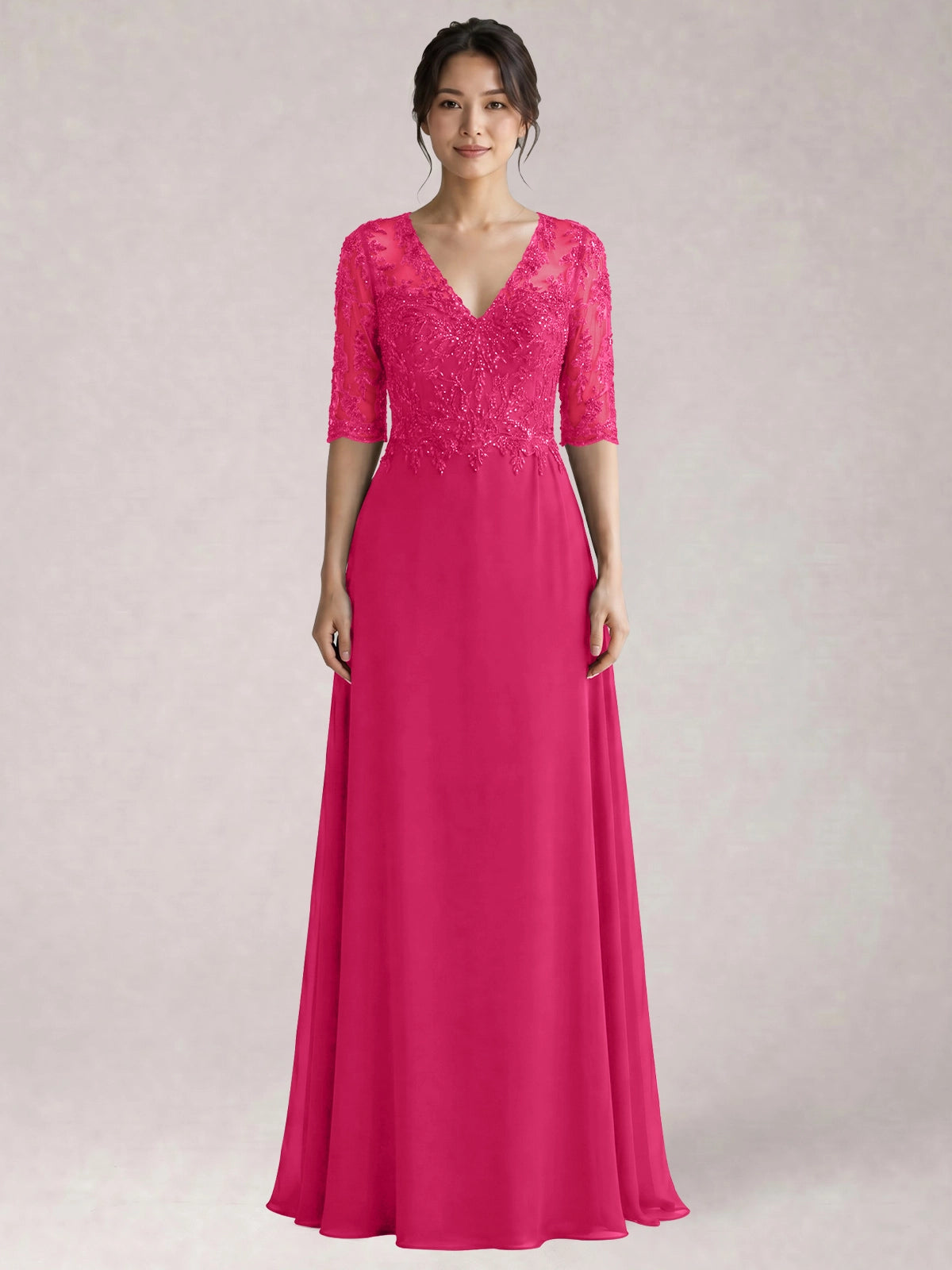 Lace Mother of the Bride Dress with Half Sleeves